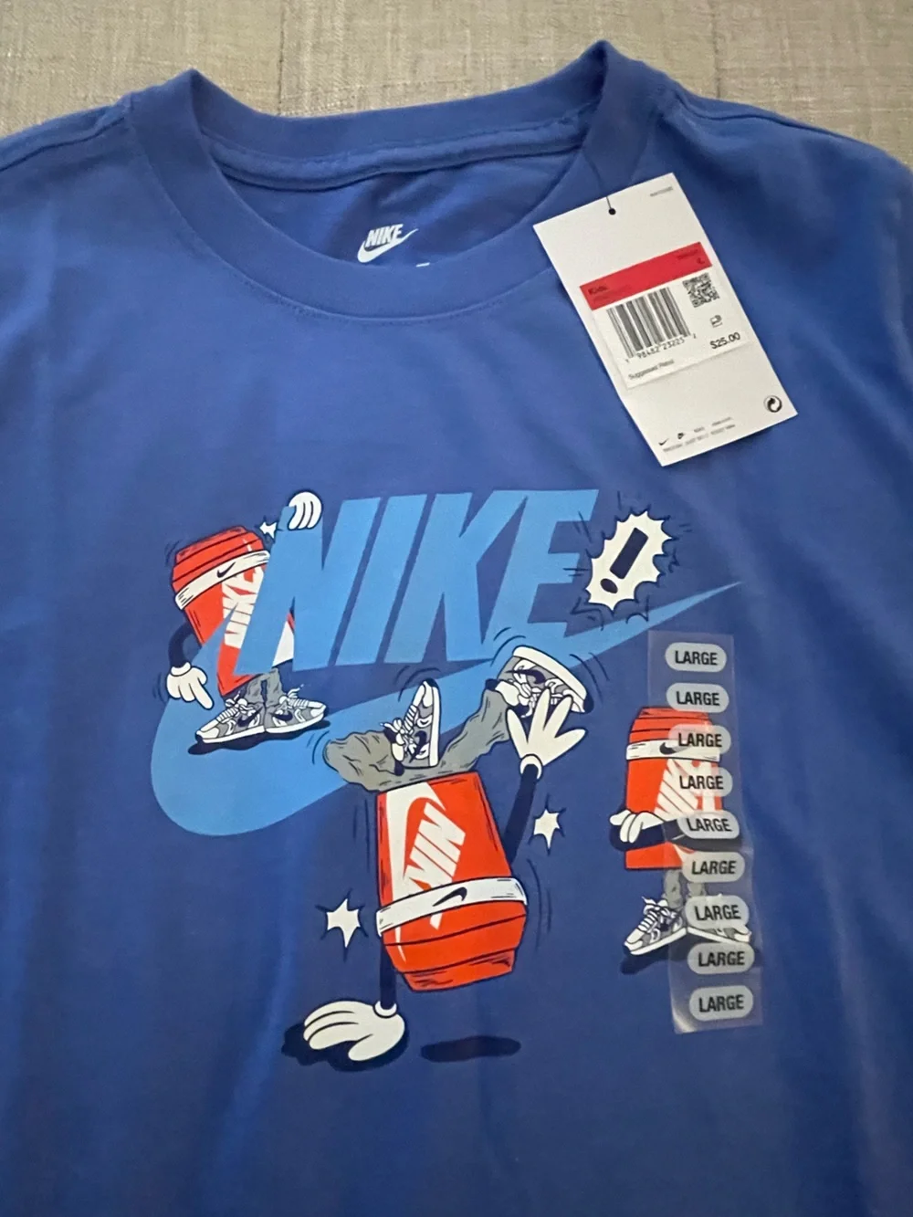 Nike Boy’s Royal Blue Swim Tee with Red & White Graphics size L *note